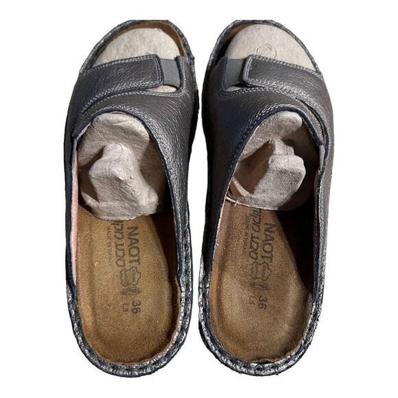 Naot Women's Leather Strap Slip-On Open Toe Slide Sandals Metallic Taupe Size 36 - Picture 5 of 9